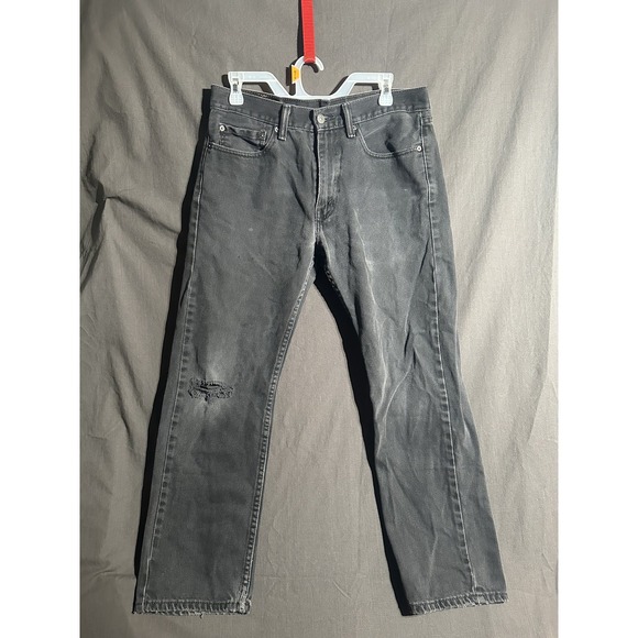 Levis 505 Jeans Mens 32x28 Distressed Straight Leg Denim Classic Vintage Style - Picture 1 of 16